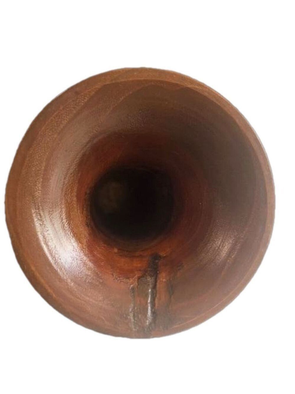 Turned wood vase. Wood grain natural warm brown vintage MCM minimalist rustic - Picture 2 of 10